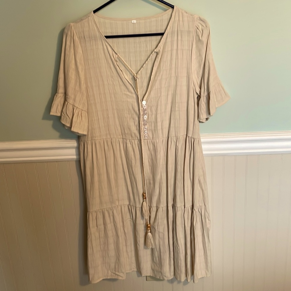 Summery tan dress , Bohemian style